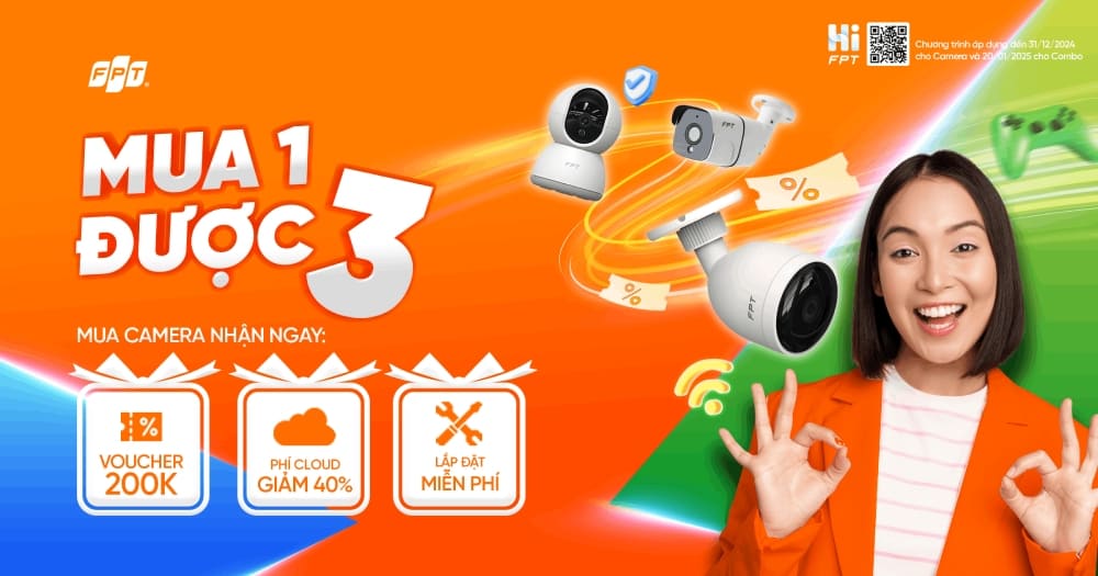 Camera FPT ''Mua 1 Được 3'' Siêu Hấp Dẫn Nhân Dịp Cuối Năm - FPT Smart home banner khuyen mai mua 3 duoc 1 1
