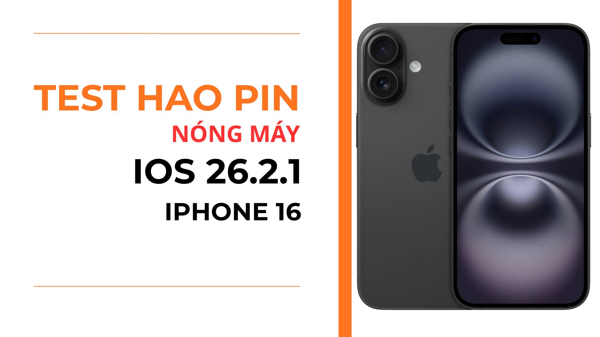 2. Pin v&agrave; nhiệt độ iOS 26.2.1 tr&ecirc;n iPhone 16