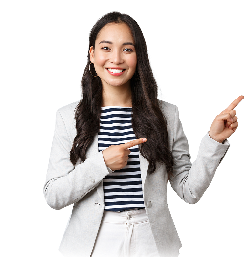 Trở thành đối tác - FPT Smart home business finance employment female successful entrepreneurs concept confident professional female asian real estate broker showing good deal pointing upper right corner smiling 1