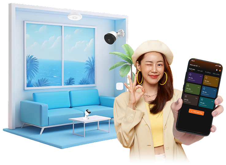 Giải pháp điều khiển - FPT Smart home beautiful asian business woman showing smartphone mockup blank screen ok sign 1 e1749097606127