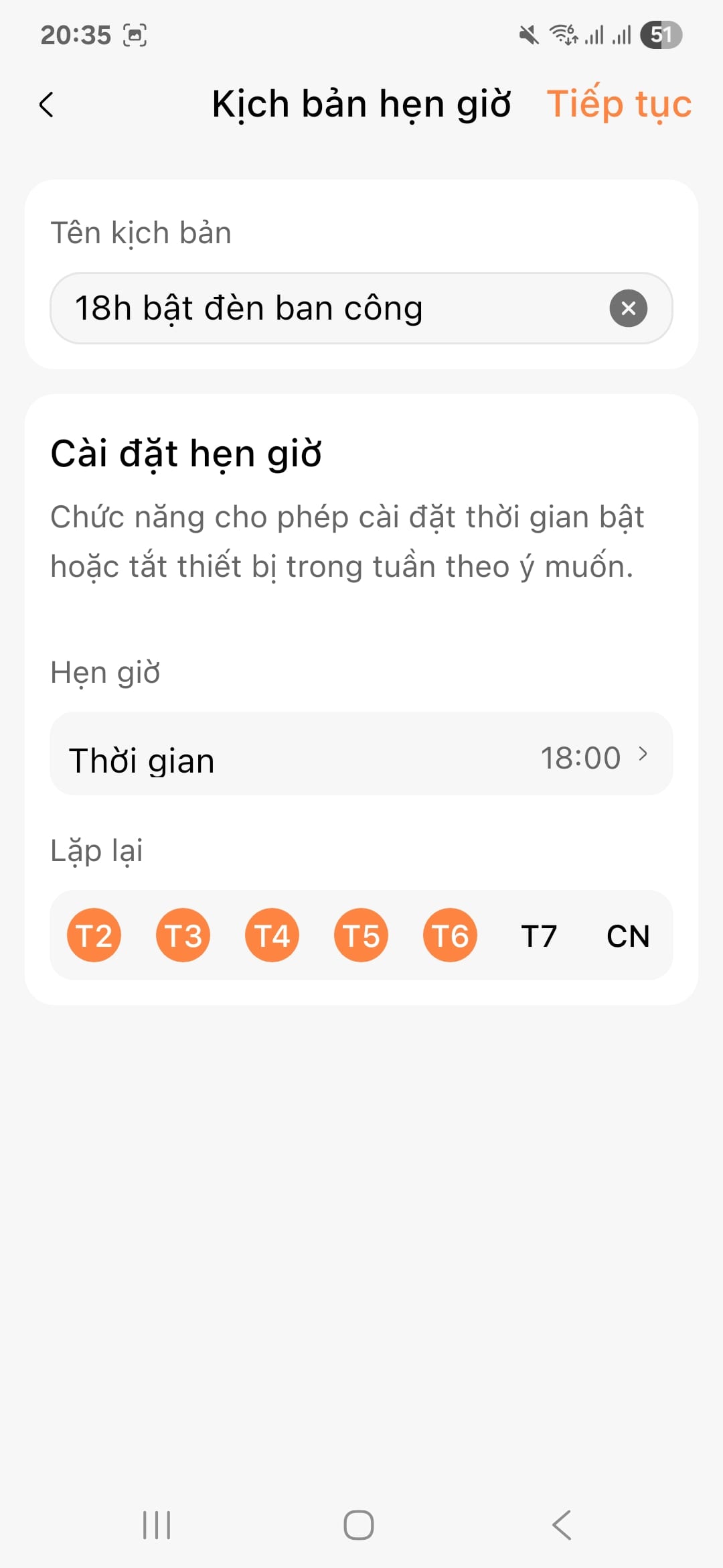Huong dan tao kich ban hen gio tren FPT LIFE 3